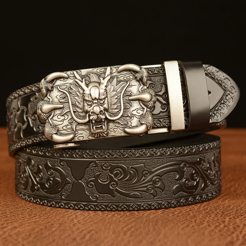 Cinturón de cuero con garra de dragón poderosa para hombre