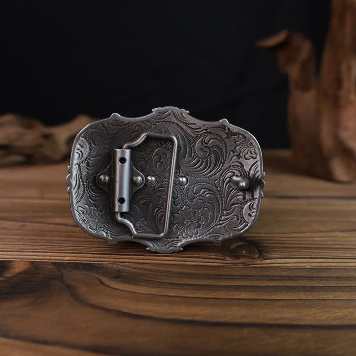 Cinturón de cuero con hebilla cuadrada de toro Longhorn plateado para hombre hecho a mano