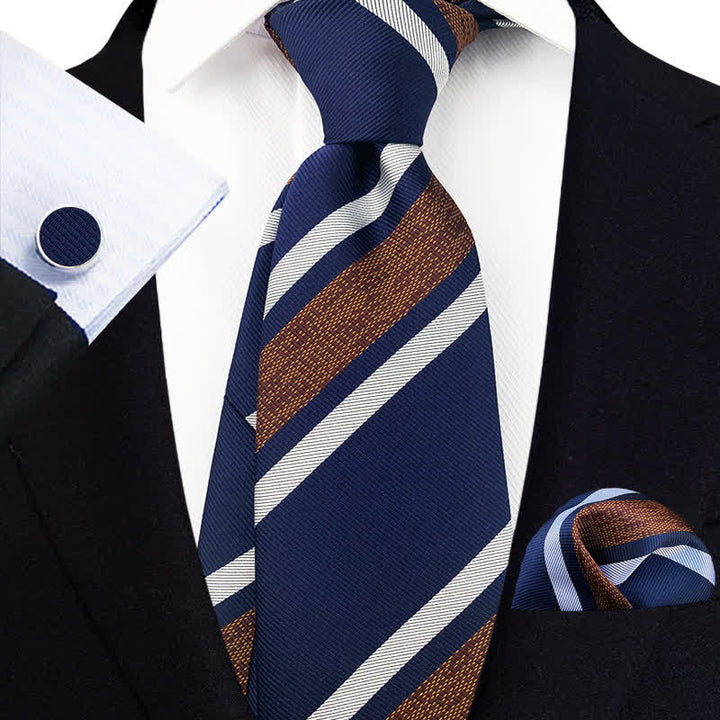 Conjunto de 3 corbatas formales de rayas simétricas para hombre