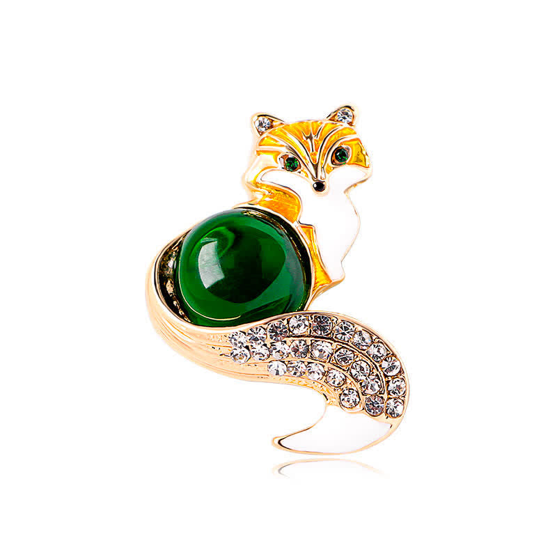 Broche de zorro esmaltado para mujer