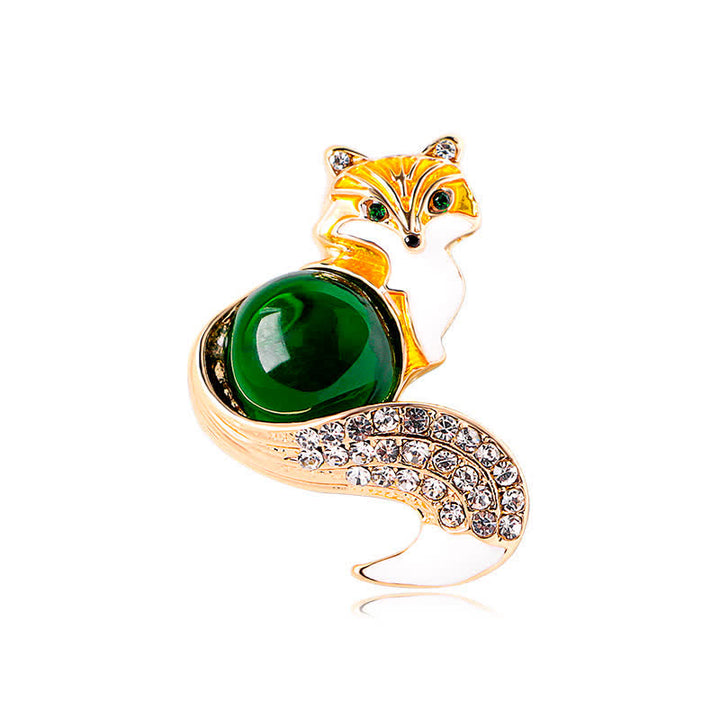 Broche de zorro esmaltado para mujer