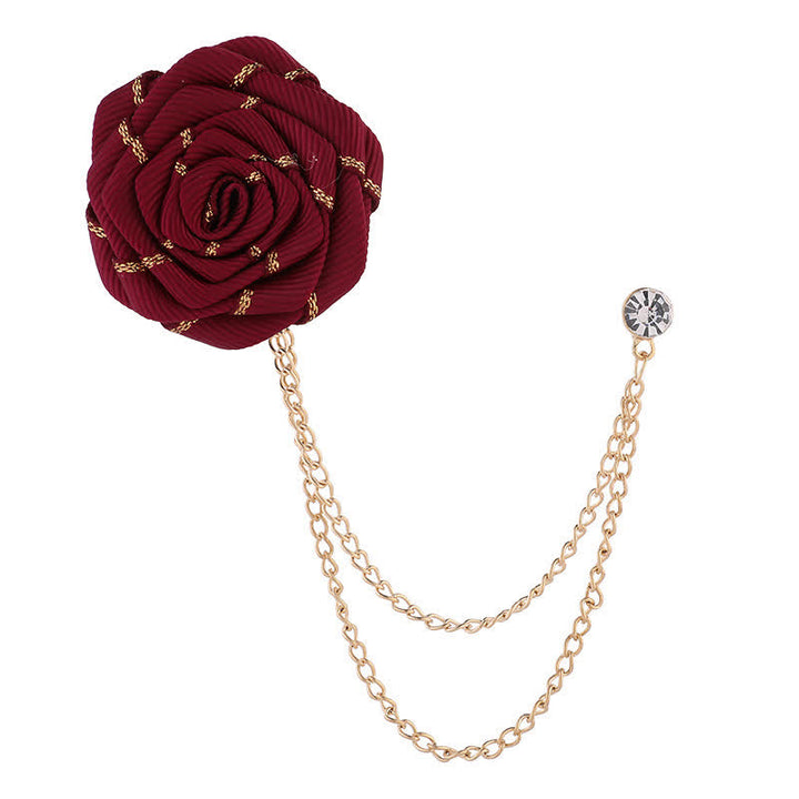Broche con cadena de rosas y flores para hombre
