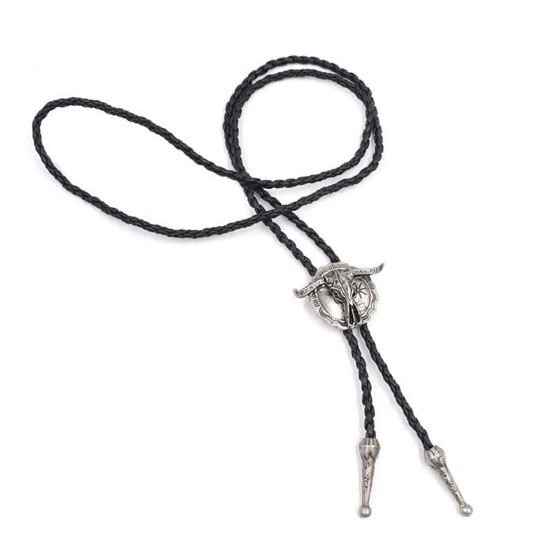 Corbata de bolo con cabeza de toro de rodeo del lejano oeste