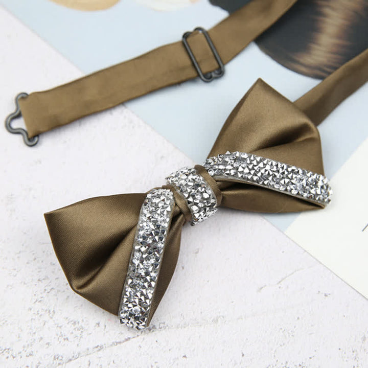 Pajarita de boda con brillantes diamantes de imitación para hombre
