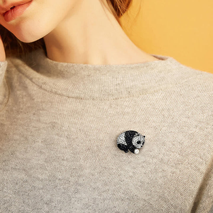 Broche brillante de panda para mujer