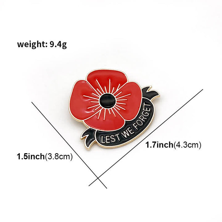 Broche unisex de 3 piezas con la frase Lest We Forget Poppy