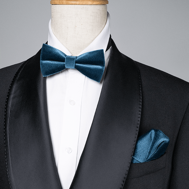 Pajarita de terciopelo de color liso azul Sax para hombre