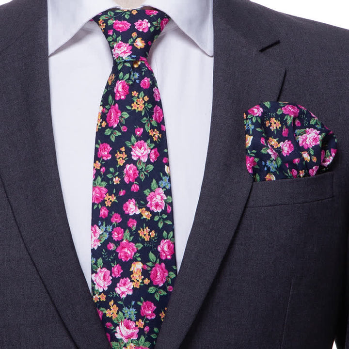 Conjunto de 2 corbatas con estampado floral de margaritas y rosas para hombre