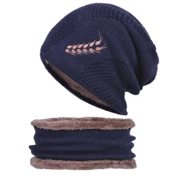 Conjunto de 2 gorros y calentadores de cuello con estampado de trigo bordado