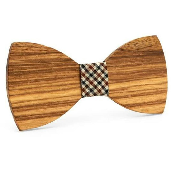 Pajarita de madera con vetas de madera natural para hombre