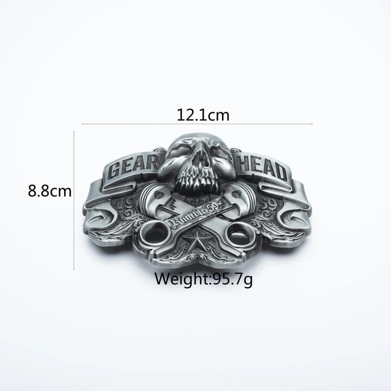 Cinturón de cuero estilo punk con diseño de calavera para hombre