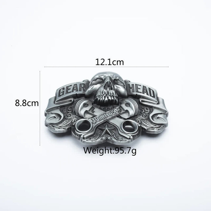 Cinturón de cuero estilo punk con diseño de calavera para hombre