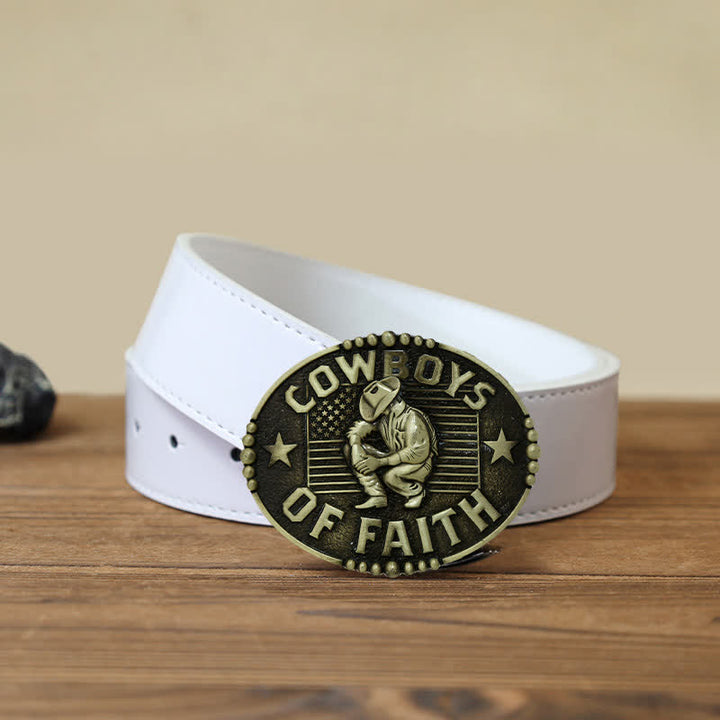 Cinturón de cuero con hebilla Cowboys Of Faith para hombre, hecho a mano