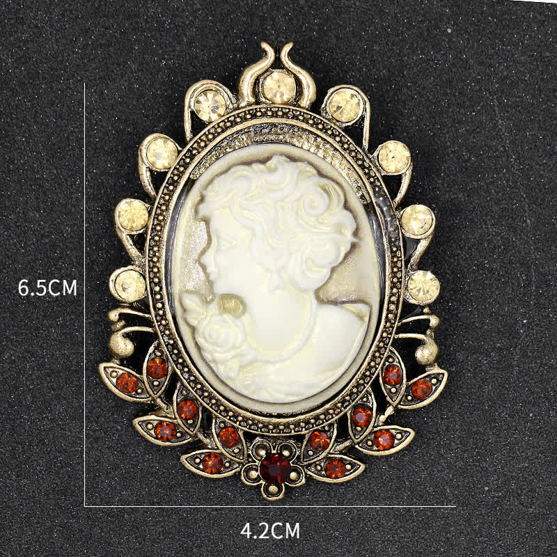 Broche de hojas con silueta de camafeo victoriano para mujer
