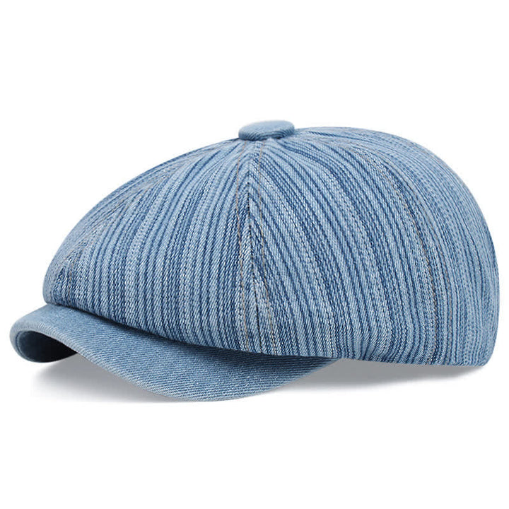 Gorra de boina de vendedor de periódicos octogonal a rayas de moda