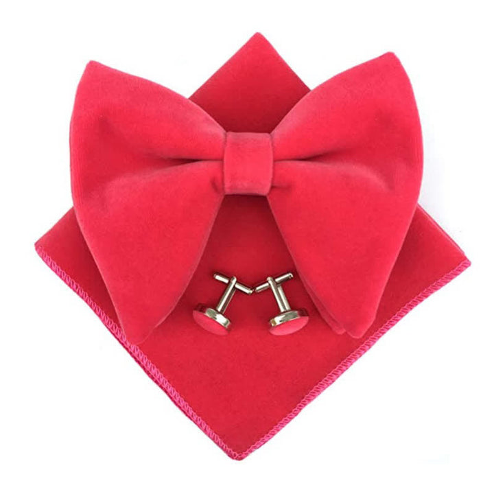 Conjunto de 3 pajaritas de terciopelo de gran tamaño con punta para hombre