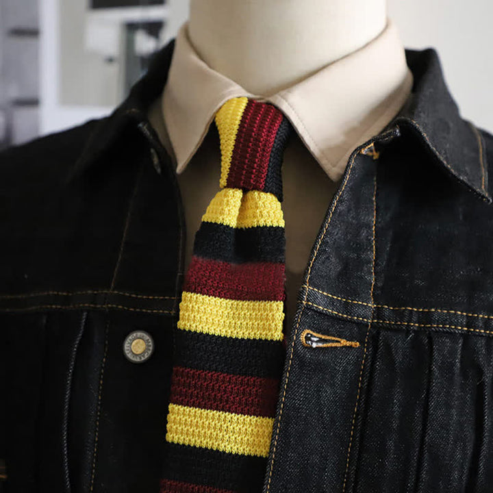 Corbata de punto con rayas horizontales de otoño para hombre