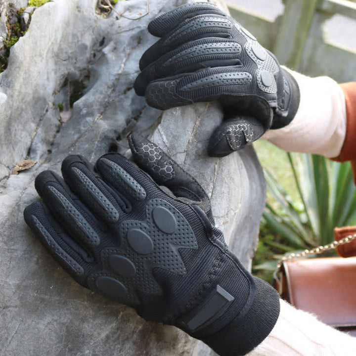 Guantes tácticos negros de dedos completos para actividades al aire libre y montañismo