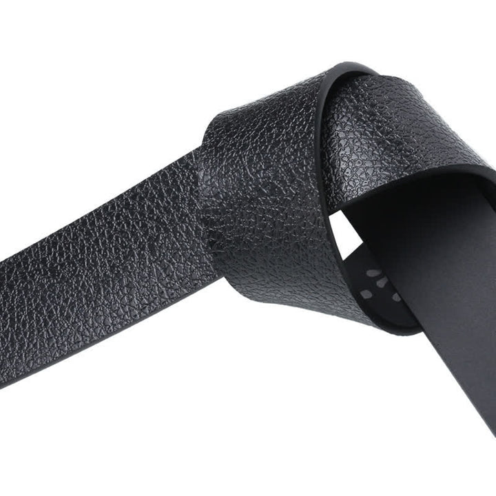Cinturón de cuero negro con hebilla automática para hombre