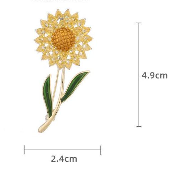 Broche de girasol dorado para mujer