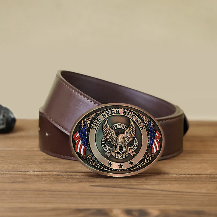 Cinturón de cuero con hebilla para hombre, diseño creativo con bandera de EE. UU. UU. y aguila