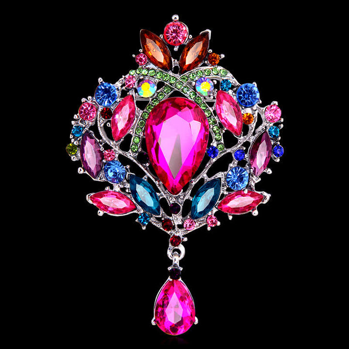 Broche de gota de agua con capullo floral brillante para mujer