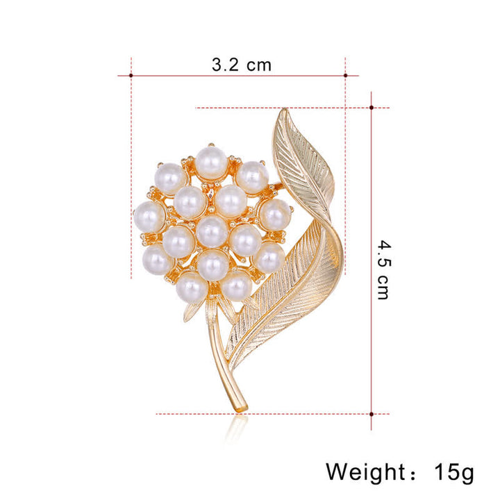 Broche de perlas con flores frescas para mujer