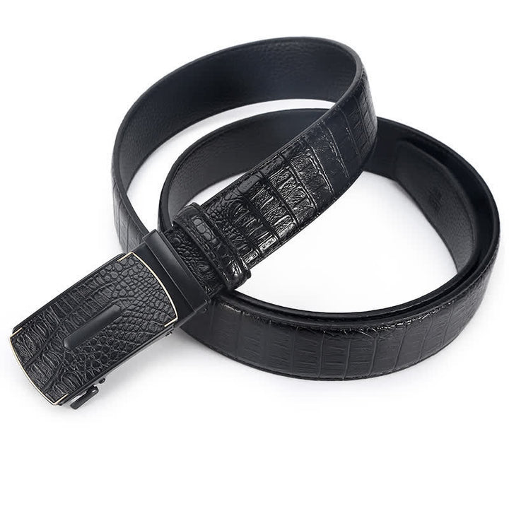 Cinturón de cuero con estampado de piel de cocodrilo de lujo para hombre