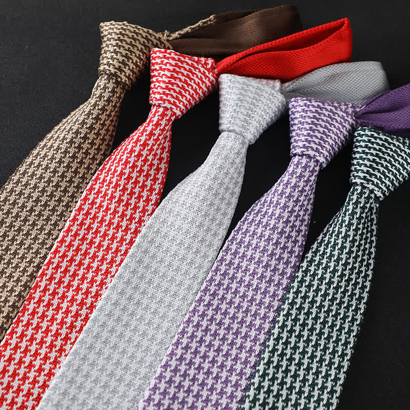 Corbata de punto con cuadros escoceses y pata de gallo para hombre