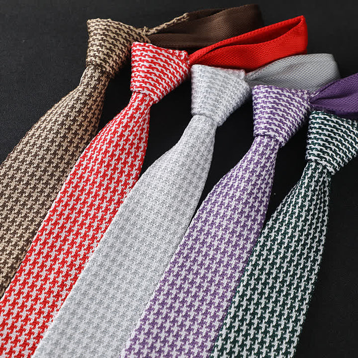 Corbata de punto con cuadros escoceses y pata de gallo para hombre