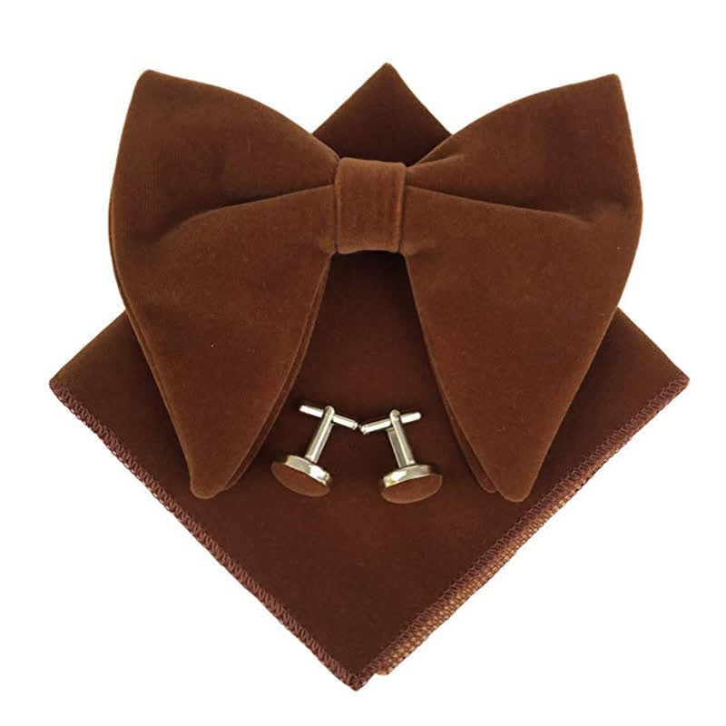 Conjunto de 3 pajaritas de terciopelo de gran tamaño con punta para hombre