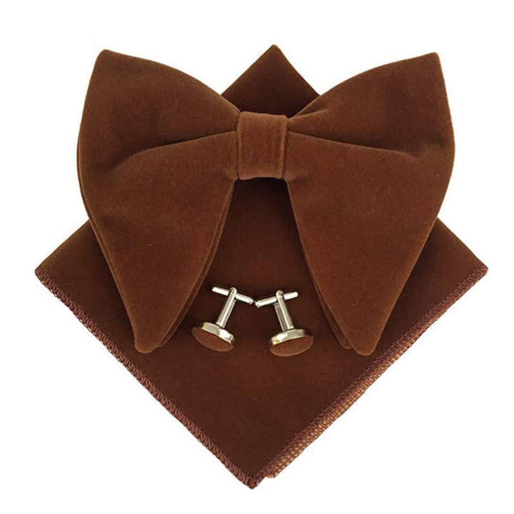 Conjunto de 3 pajaritas de terciopelo de gran tamaño con punta para hombre