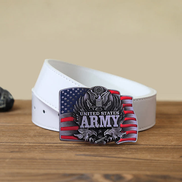 Cinturón de cuero con hebilla del ejército de los Estados Unidos para hombre, hecho a mano