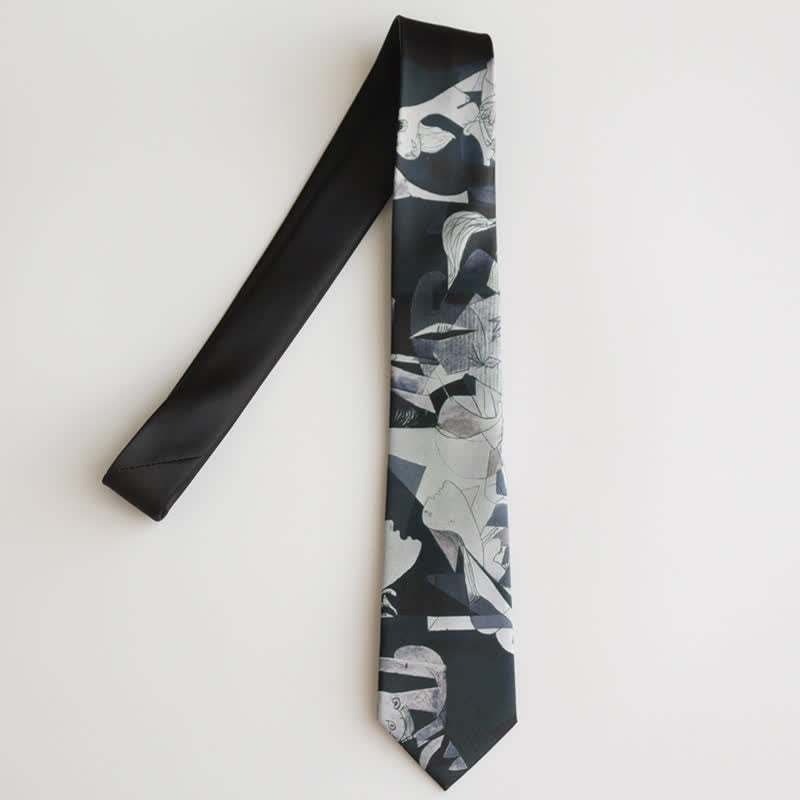 Corbata para hombre con pintura artística negra del Guernica