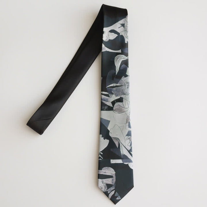 Corbata para hombre con pintura artística negra del Guernica