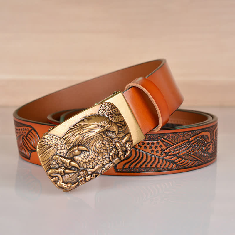 Cinturón de cuero con hebilla automática Mighty Eagle Sharp Claw para hombre