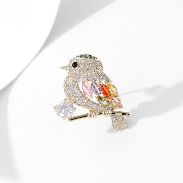 Broche de circonitas con forma de rama de urraca para mujer
