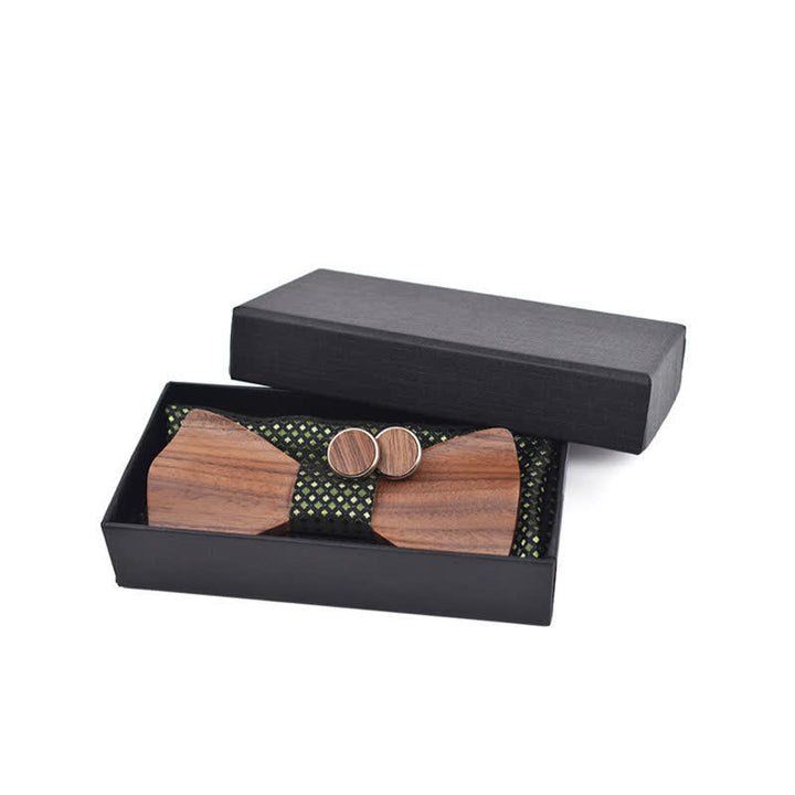 Juego de 3 pajaritas de madera de nogal negro para hombre
