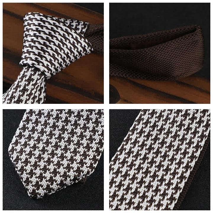 Corbata de punto con cuadros escoceses y pata de gallo para hombre