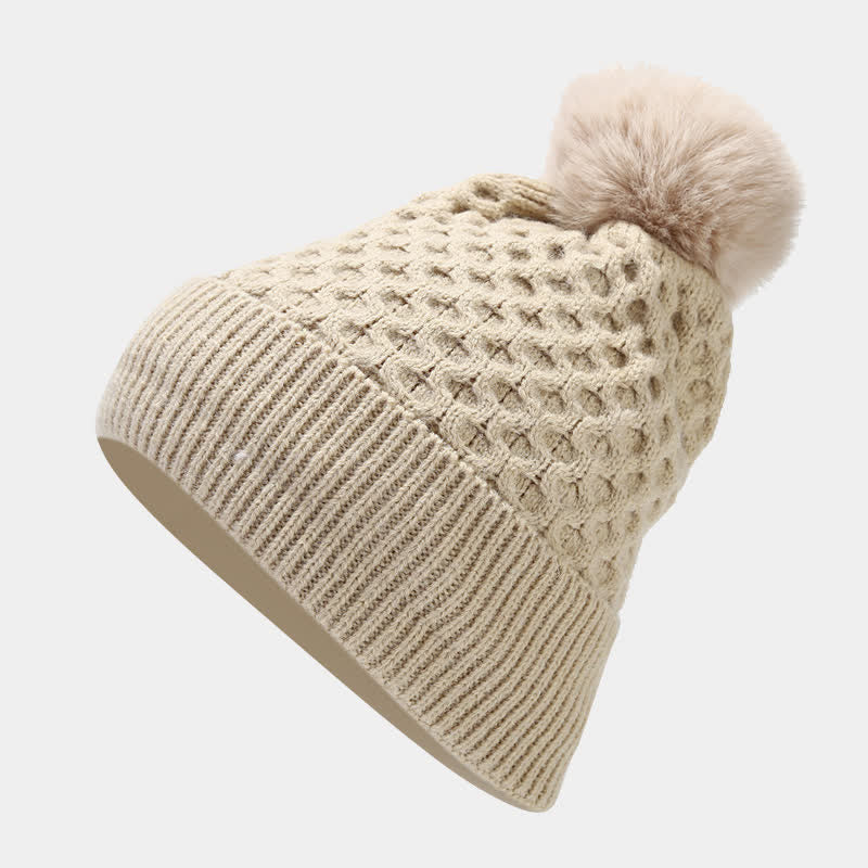 Conjunto de 3 guantes y gorro de punto cruzado para mujer