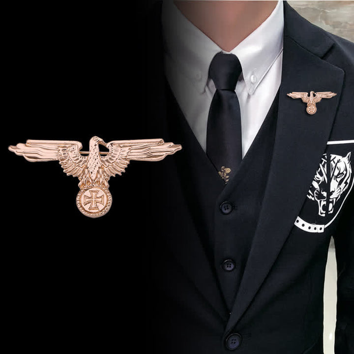 Broche con cruz militar de águila para hombre