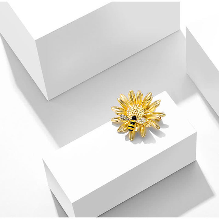 Broche de abeja y girasol dulce para mujer