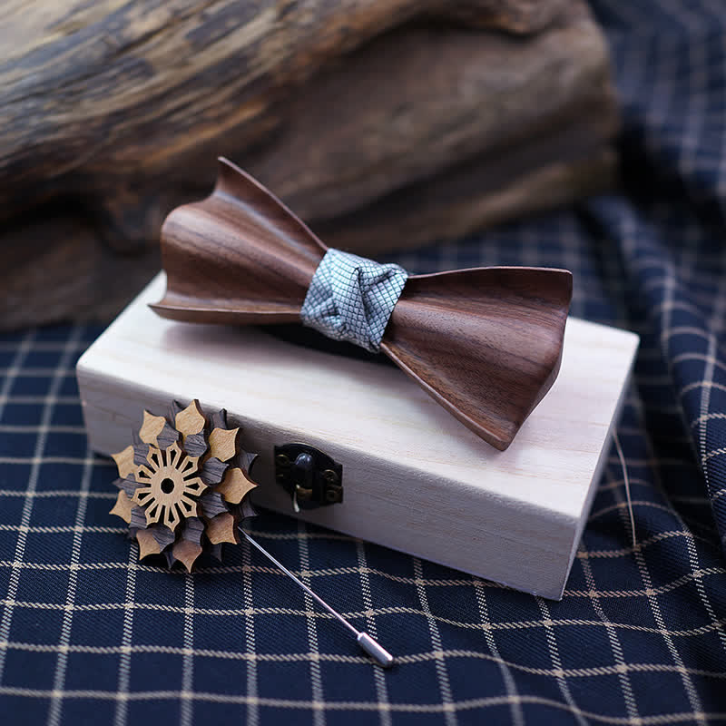 Juego de 2 pajaritas de madera con relieve 3D para hombre