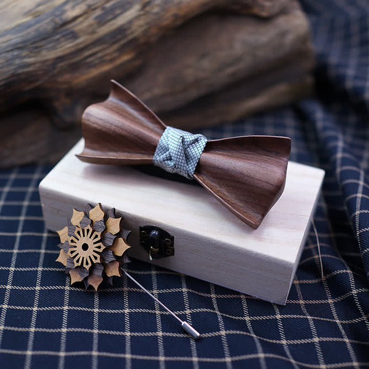 Juego de 2 pajaritas de madera con relieve 3D para hombre