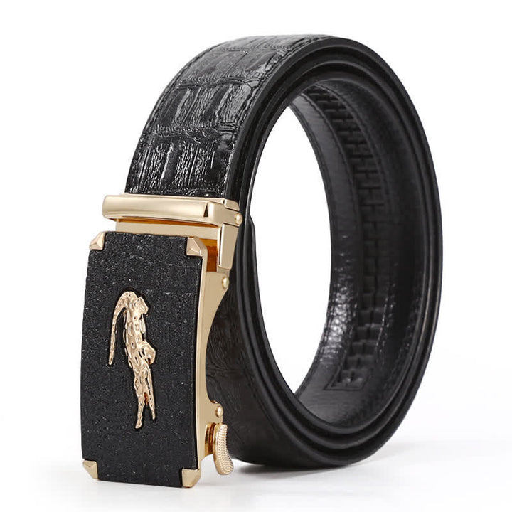 Cinturón de piel con hebilla en relieve de cocodrilo para hombre
