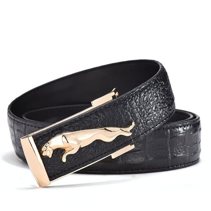 Cinturón de cuero con hebilla de leopardo para hombre, de lujo, para negocios