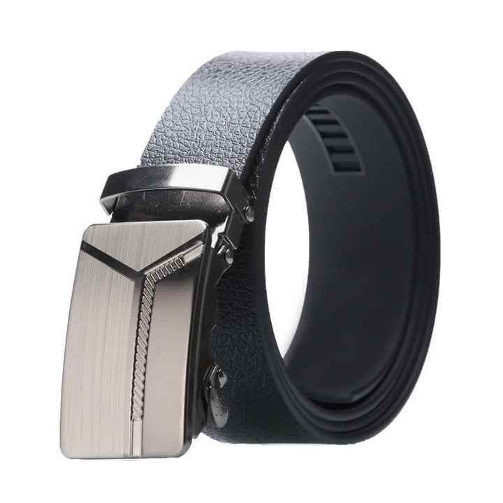 Cinturón de cuero negro con hebilla automática para hombre