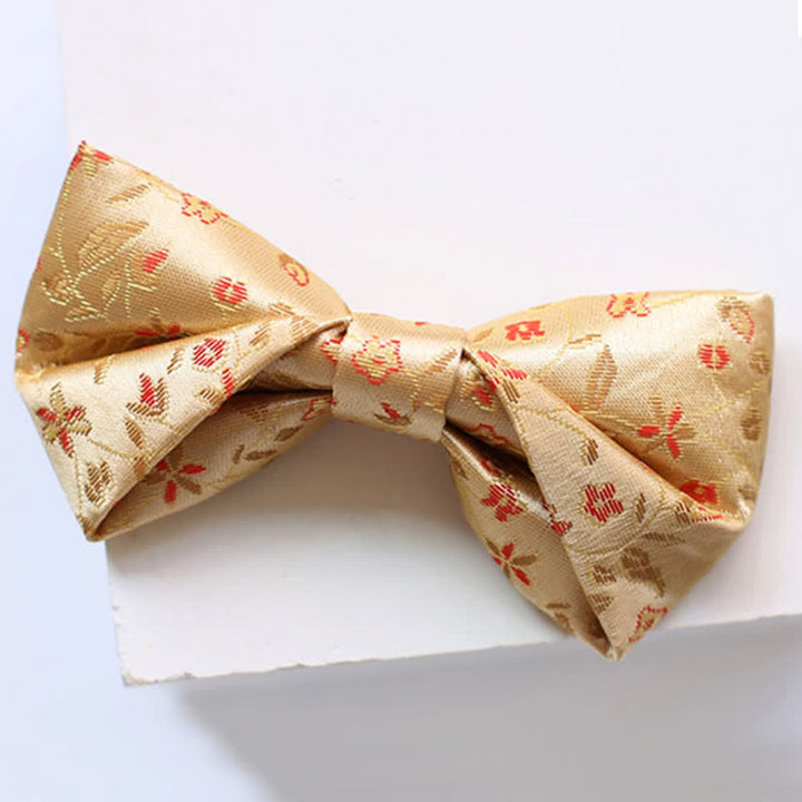 Pajarita para hombre con flores amarillas y rojas brillantes