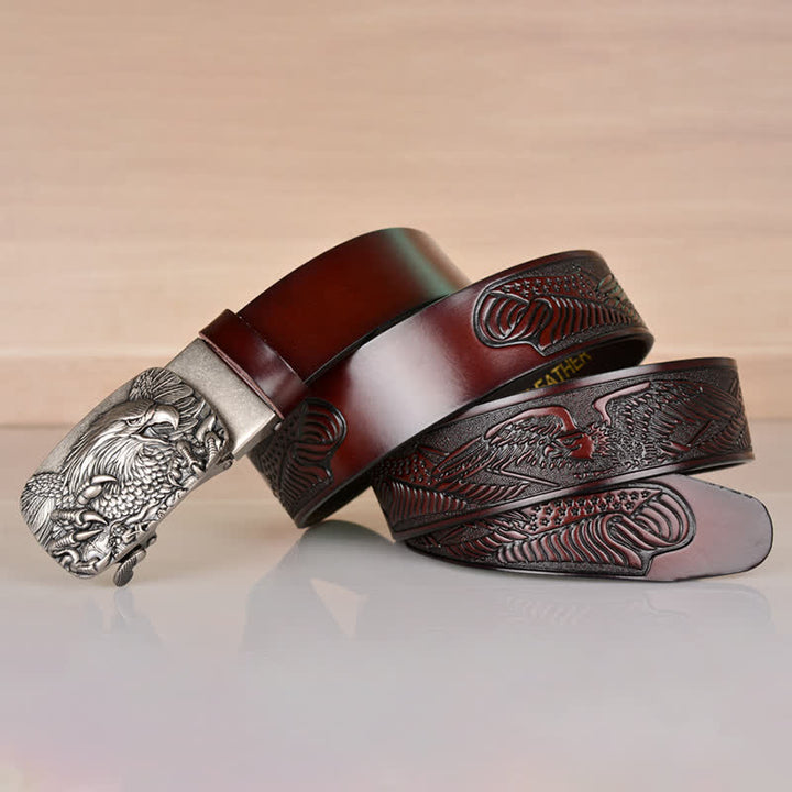 Cinturón de cuero con hebilla automática Mighty Eagle Sharp Claw para hombre