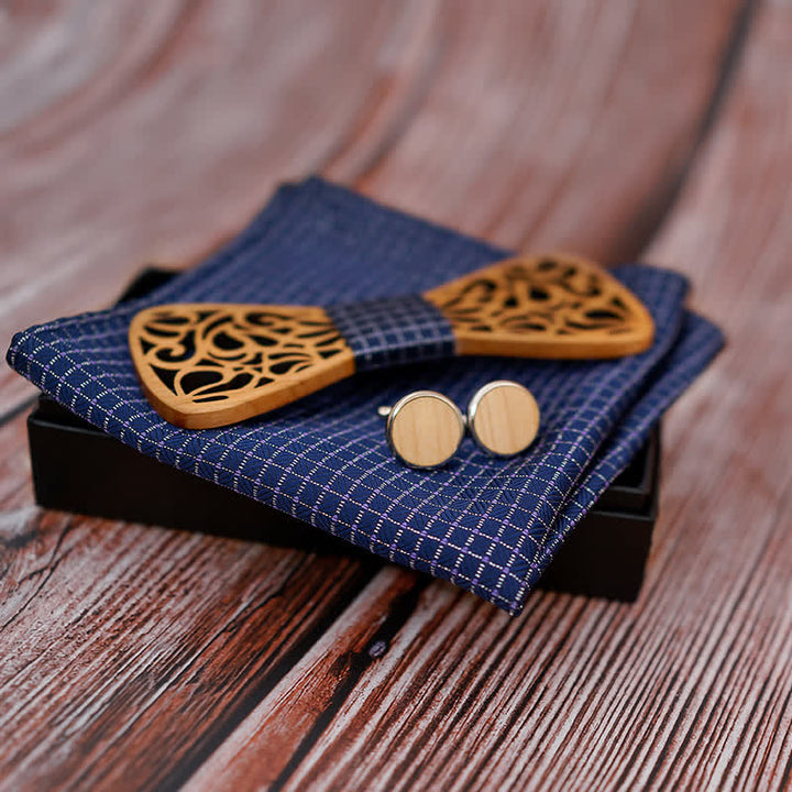 Juego de 3 pajaritas de madera huecas vintage para hombre